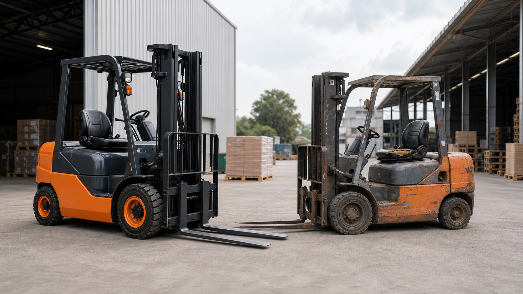 Xe nâng dầu làm việc tại khu giao nhận với tải hàng nặng hơn