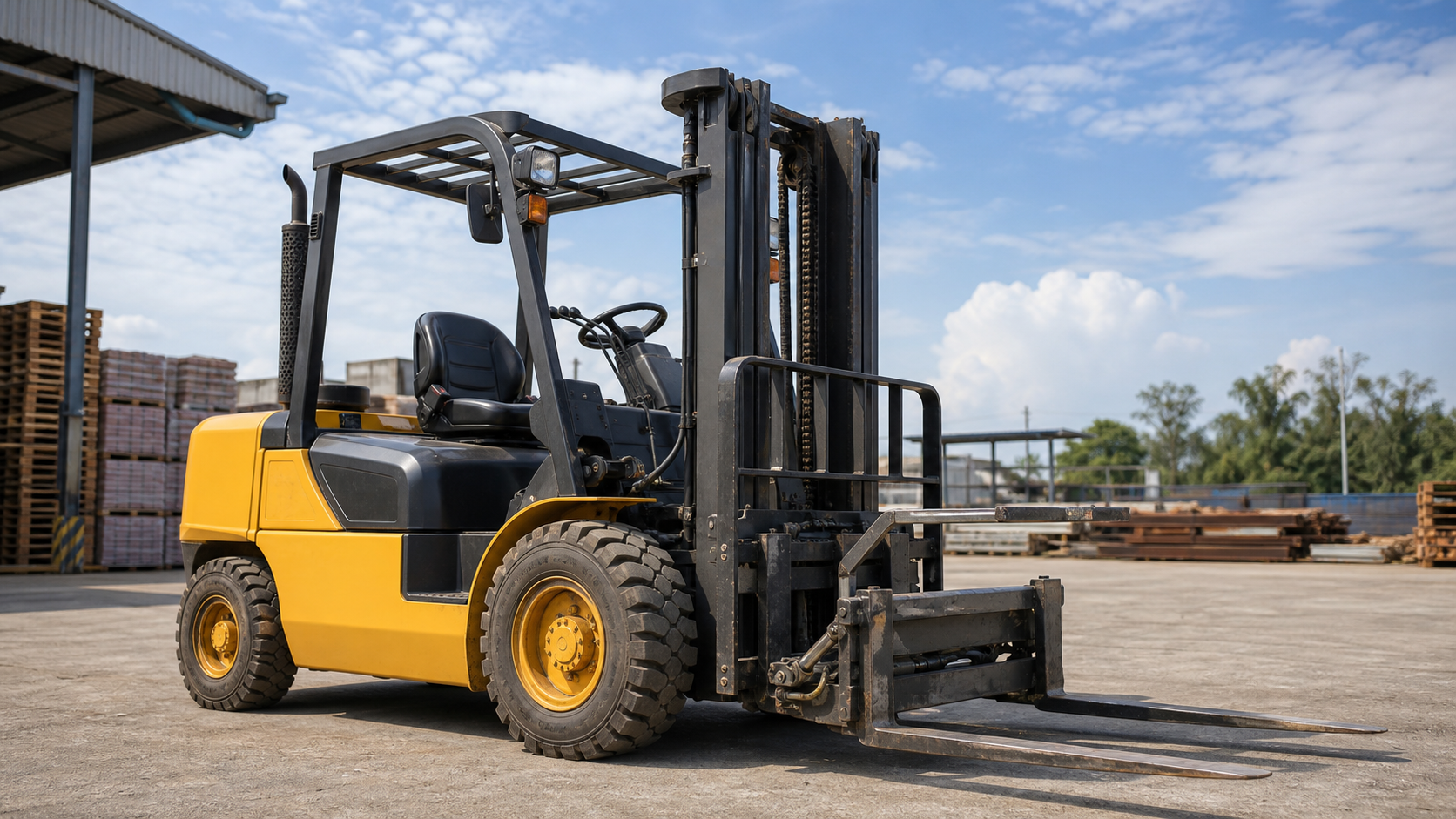 Chọn mast và bộ công tác cho xe nâng dầu trong bãi thép và nhà máy vật liệu