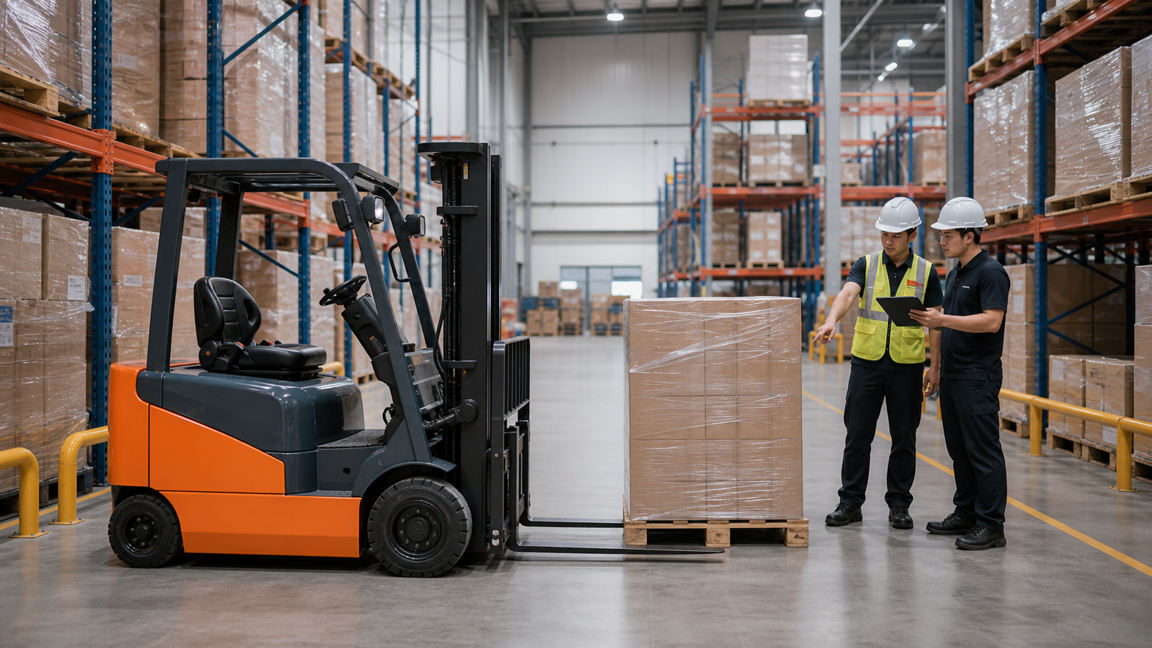 Xe nâng điện 2 tấn xử lý pallet nặng hơn trong kho kín
