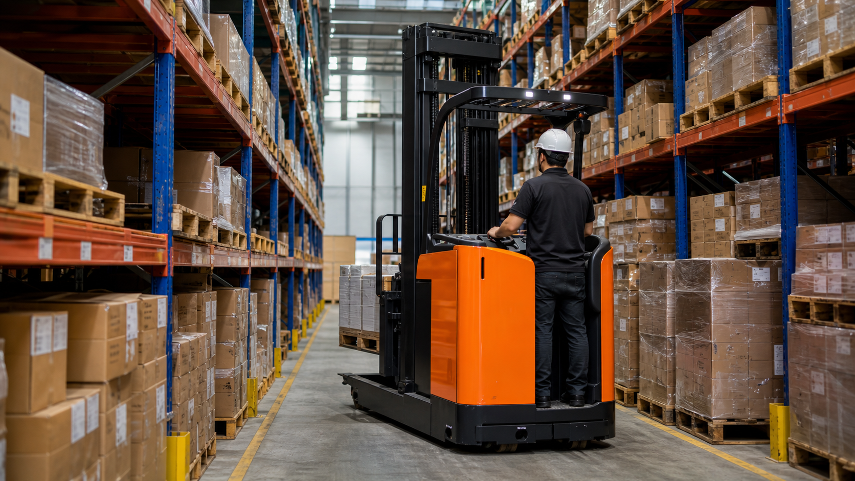 Xe nâng điện MGA 2.0 tấn trong kho xưởng tại TPHCM