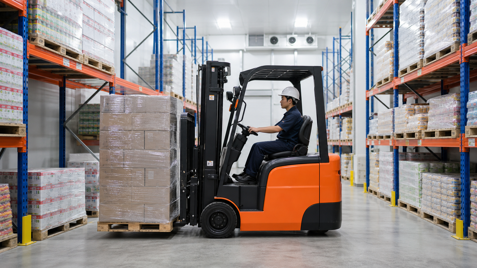 Xe nâng điện vận hành cường độ cao trong kho nhiều ca