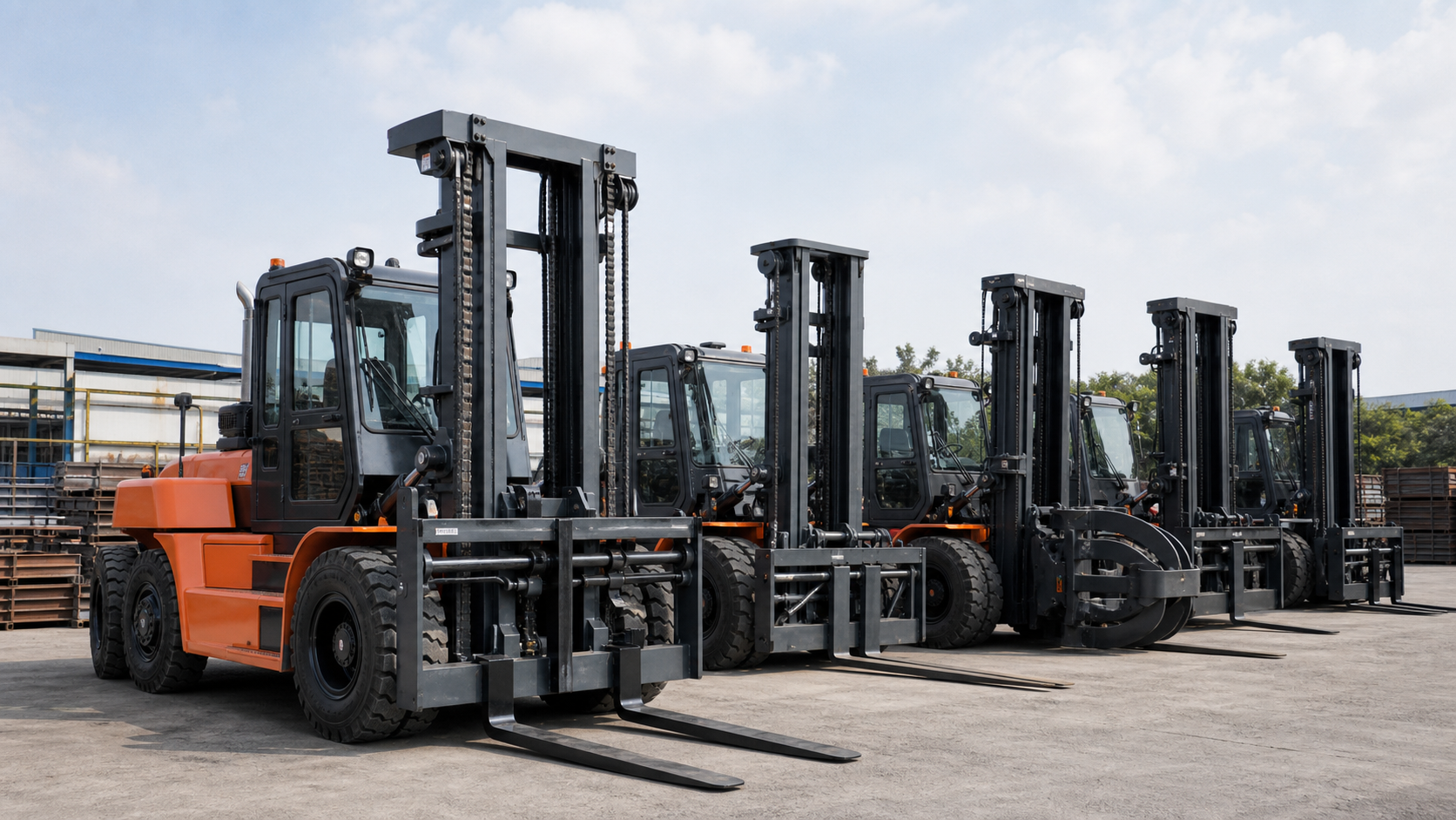 Xe nâng dầu 7 tấn trong bãi hàng công nghiệp phục vụ bài toán báo giá theo cấu hình