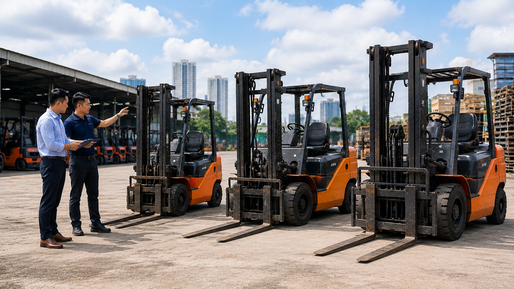 So sánh xe nâng dầu cũ theo tải trọng và tình trạng thực tế