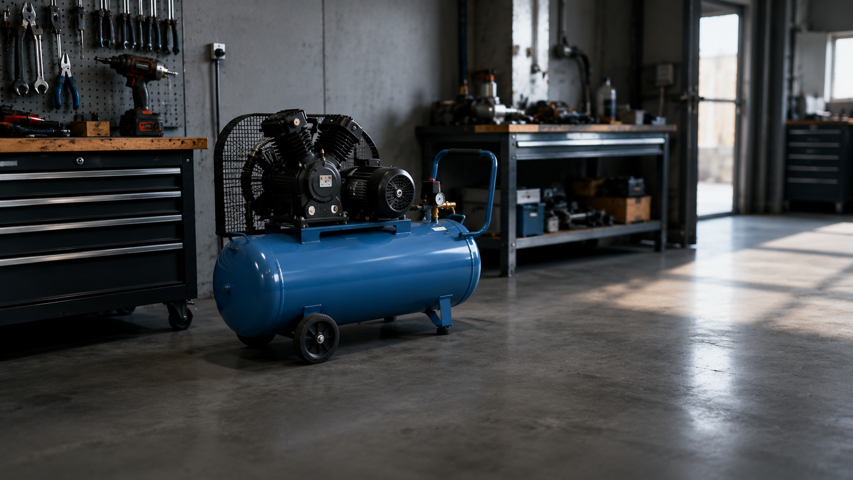 Máy nén khí piston trong workshop quy mô nhỏ