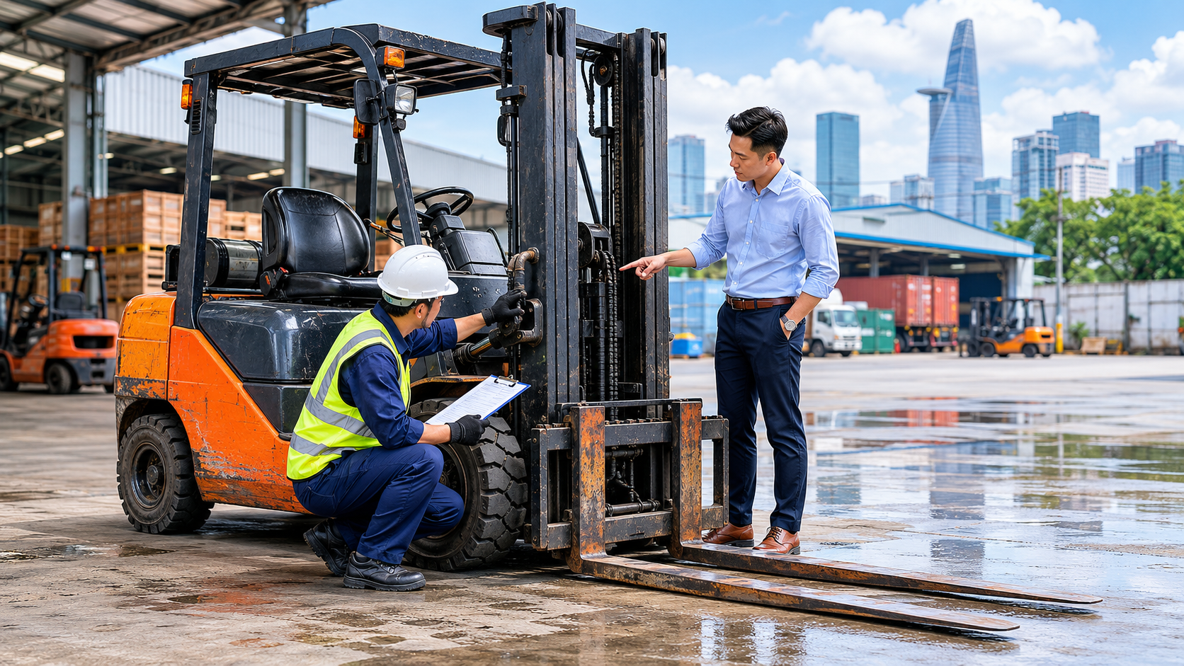 Mua Xe Nâng Dầu Cũ TPHCM: 9 Điểm Cần Kiểm Tra Trước Khi Chốt Xe