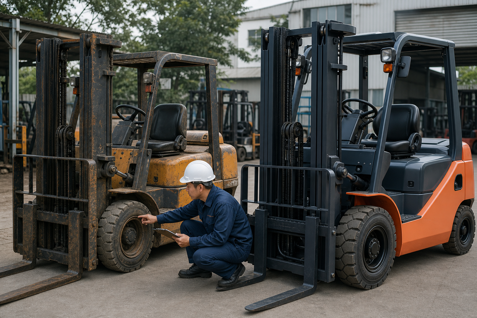 Kiểm tra kỹ thuật khi so sánh xe nâng dầu mới và xe cũ