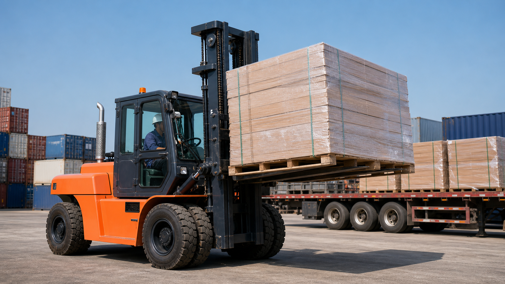 Ứng dụng xe nâng dầu 7 tấn trong bãi thành phẩm và điểm trung chuyển công nghiệp