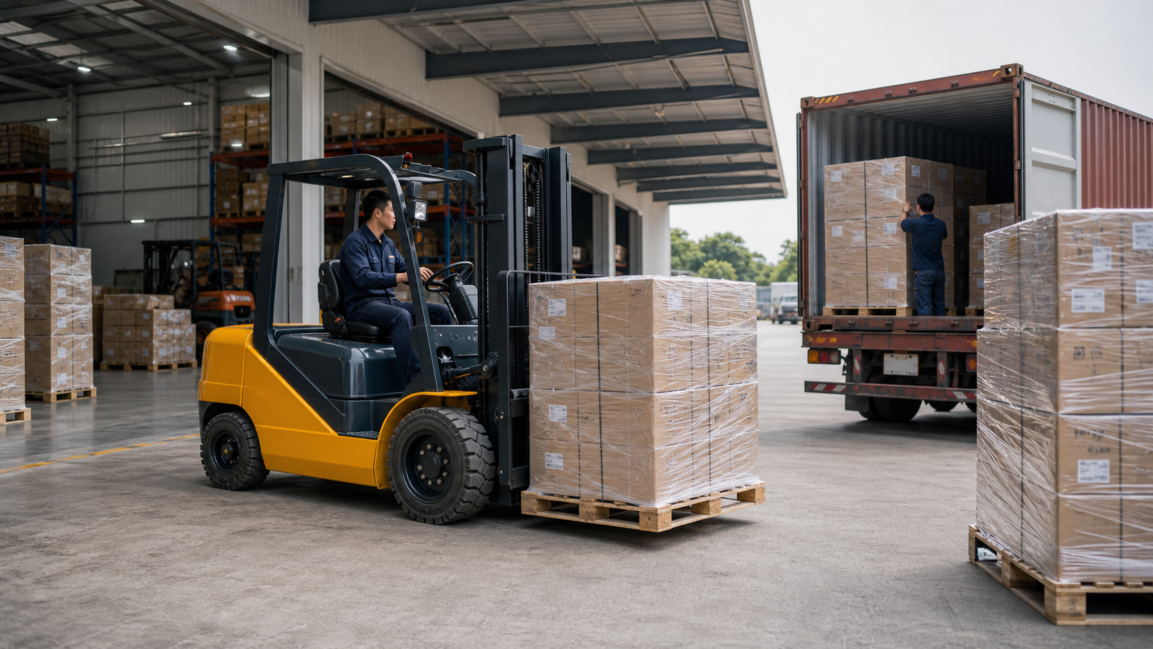 Cho thuê xe nâng cho kho xưởng, nhà máy và cao điểm xuất nhập hàng
