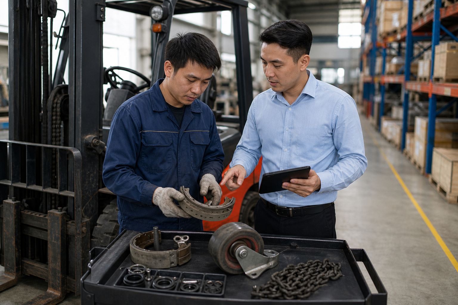 Đánh giá phụ tùng hao mòn sau khi chẩn đoán lỗi xe nâng
