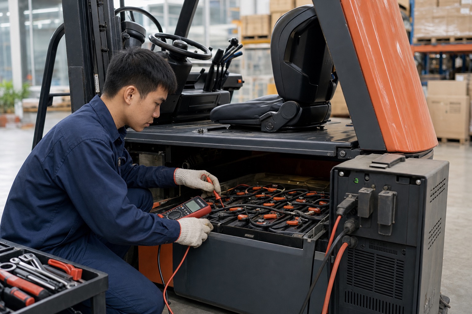 Kiểm tra hệ thống thủy lực và mast trong dịch vụ sửa xe nâng TPHCM