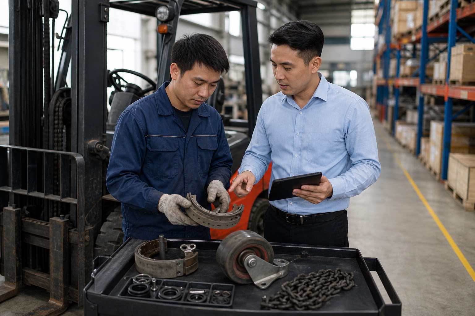 Đánh giá phụ tùng cần thay sau khi chẩn đoán lỗi xe nâng